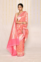 Baby Pink - Pure Katan Georgette Silk Banarasi Handloom Silk Saree